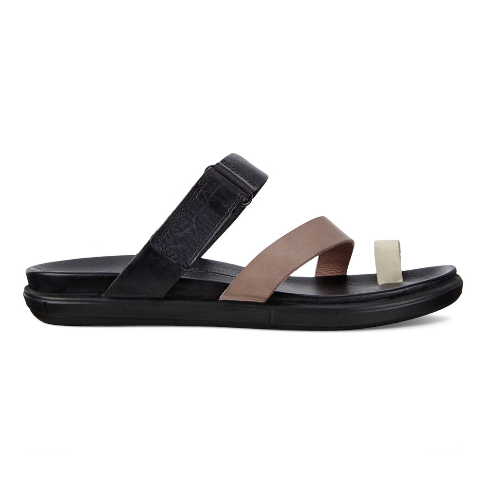 ECCO Womens Sandals Black - Simpil Flat Toe-Loop - VNG-592761